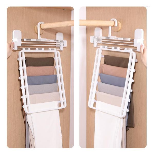 Cabides racks NWE Pant Rack Rack para Organizador de roupas Prateleiras multifuncionais Armazenamento Armazenamento de armário StainlessSteel Magic Trouser