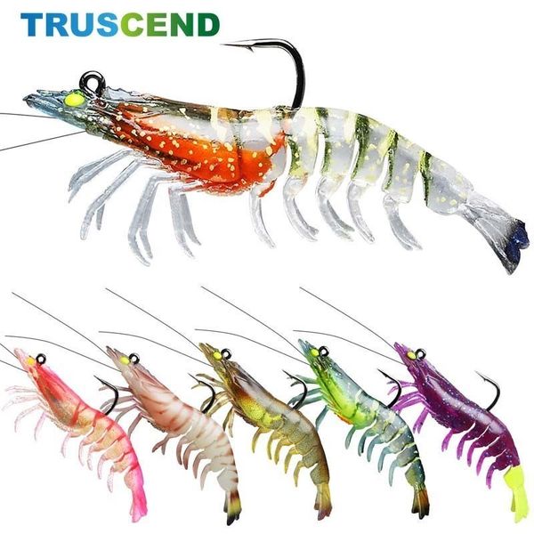 Esche esche TRUSCEND 6 pezzi gamberetti in silicone esche artificiali simulazione gamberi morbidi con ganci carpa wobbler per attrezzatura da pesca accessori esche 221019