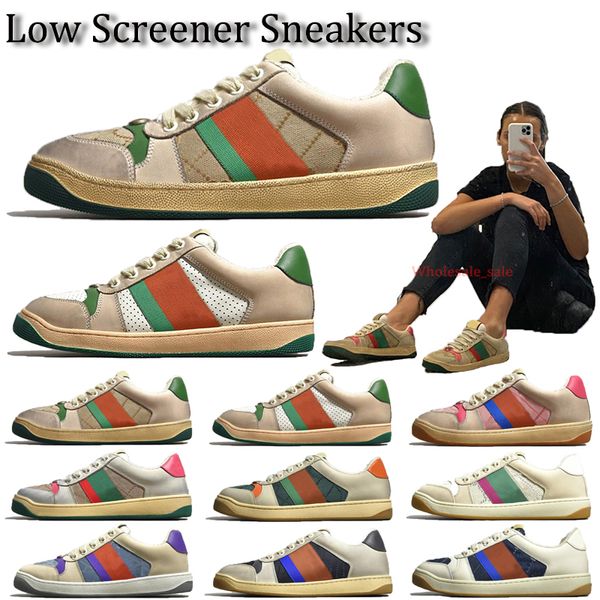 Women Men Schercher Vintage Casual Shoes Casual Designer Classic Canvas Leather Web Italia Trainer Pink Beige Ebony White Green Fuchsia Blu Trattate Sneaker classiche