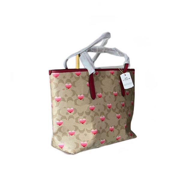 borse per la spesa Totes COABAG Womens Tote Bag Donna Designer Bag Borsa in pelle Love Heart Pattern Shopper Borse Borsa a tracolla 221019
