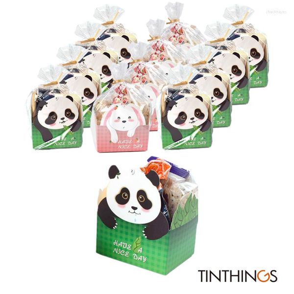Hediye Sargısı 50/100 Setler Çanta Çocuk Doğum Günü Partisi Kurabiye Şeker Çantaları Plastik Fırın Paketleme Panda Dekor Pişirme Kutusu