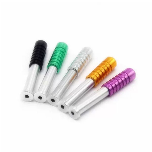 Tubi in lega di alluminio colorati Accessorio per fumatori Dry Herb Tabacco Portasigarette Catcher Taster Bat Spring Expansion Mini Tubo filtro