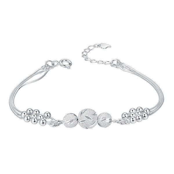 Bellissimi braccialetti in argento 999 per le donne di nozze Bracciale a catena con perline di fascino Gioielli di moda Regalo di San Valentino di compleanno 018