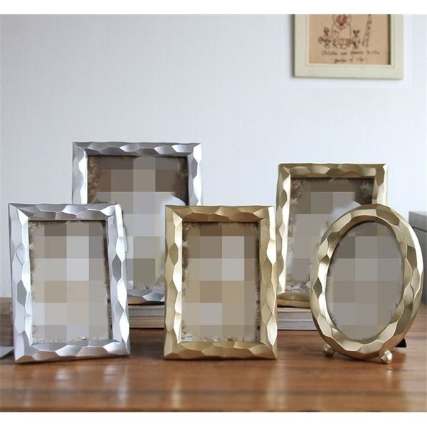 Forma de retângulo oval p o fotos quadros de ouro prata cor decoração de resina para decoração de casa na mesa enfeites cadre fotolijst