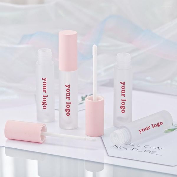 Lipgloss-Großhandel, rosa Lipgloss-Röhrchen, private Etikettierung, leerer, mattierter Behälter, individuelles Logo, Massen-Lippenstiftverpackung