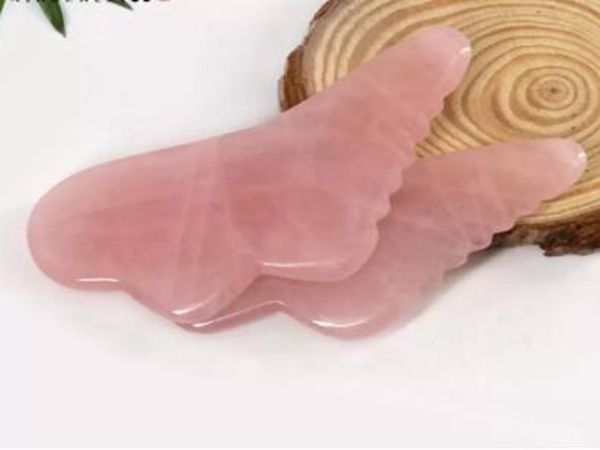 Quarzo rosa Gua sha Pettine per strumenti facciali Massaggiatore per cuoio capelluto rosaGuasha