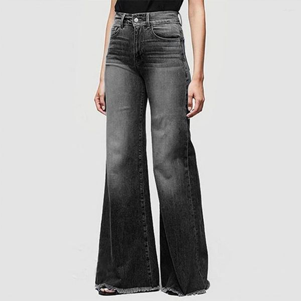 Damenjeans, trendige, leichte Denim-Jogginghose, modische Mid-Waist-Flare-Damenbekleidung