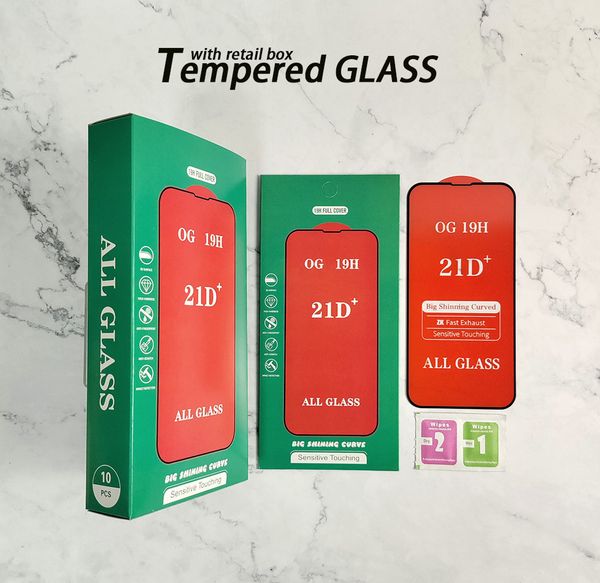 21DPlus Anti-Kratz-Displayschutzfolie 14 Pro Max gehärtetes Glas für iPhone 11 12 13 Min XR XS Vollkleberfolie