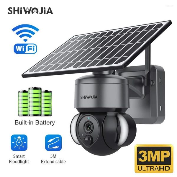 Caméra solaire WIFI Panneau extérieur Caméras de surveillance de sécurité Batterie rechargeable Vidéo CCTV PTZ IP Cam