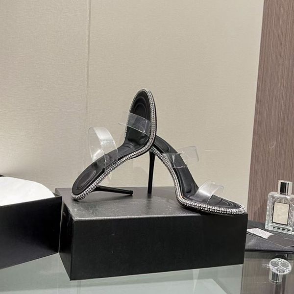 Sandali con diamanti australiani da donna di moda Designer di lusso Pantofole sexy in PVC Funzione massaggio donna Altezza comfort 35-43