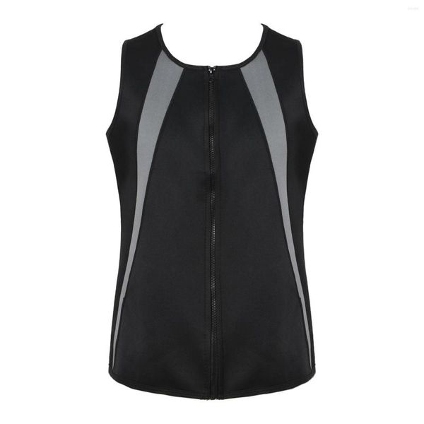 Canotte da uomo Cerniera frontale da uomo Casual Allenamento Fitness Gilet senza maniche Shapewear Tinta unita Palestra Sport Corsetto Esercizio Lingerie Crop