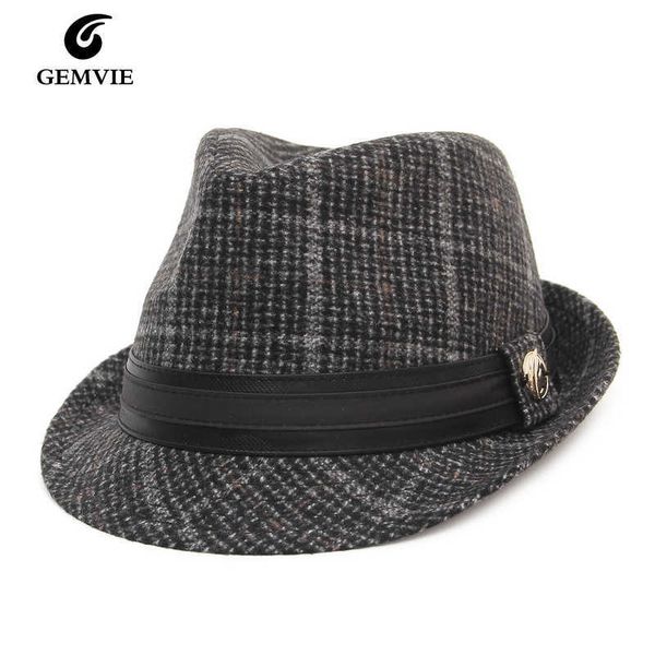 Beanie/Kafatası Kapakları Sonbahar Kış Retro Caz Şapkaları Erkekler Fedoras Cap için Fedoras Cap Trilby Panama Şapkası Siyah Bowler Hats T221013