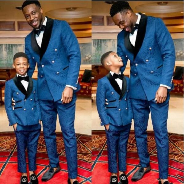 Smoking blu reale e nero Abiti da cerimonia per ragazzi Abiti da cerimonia Groomsmen Bambini Bambini per giacca e pantaloni da sposa