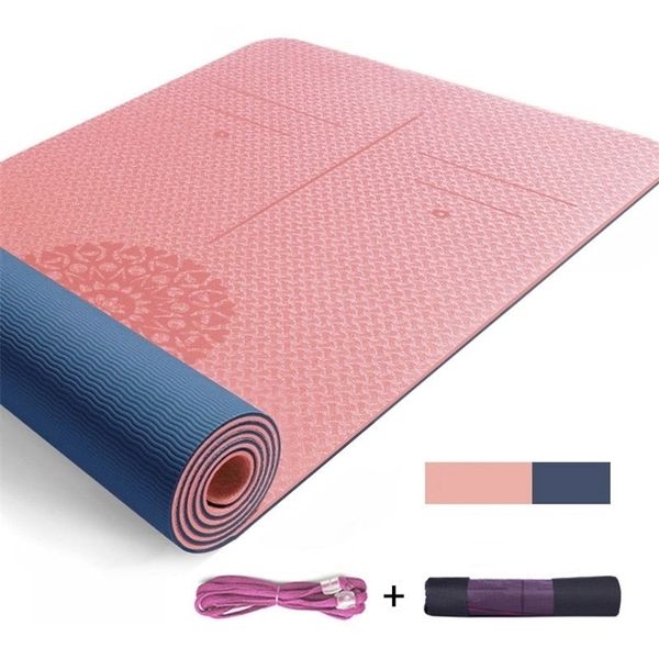 Tappetini Yoga TPE Tappetino Yoga 6mm Per Principianti Tappetino Antiscivolo Yoga Sport Esercizio Pad Con Linea Di Posizione Per Home Fitness Ginnastica Pilates Mats 221020