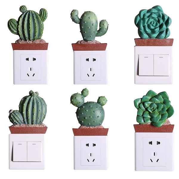 Adesivi di cactus 3D decalcomanie per le decalcomanie Resina copertina sul muro Cose per decorare gli accessori per la sala per la sala per adolescenti