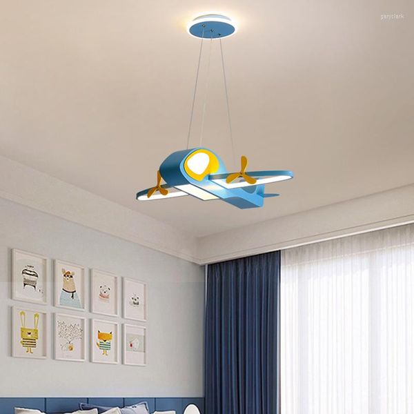 Lâmpadas pendentes Desenho de desenho animado Luzes LED modernos para crianças quarto crianças menino casa deco teto de teto Aeronave Iluminação