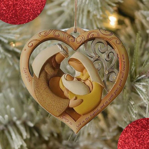 Decorazioni natalizie Ornamenti pendenti in legno con cuore d'amore vuoto Taglio laser fai-da-te Mr Mrs Ornamento da appendere Decorazione rustica per matrimoni