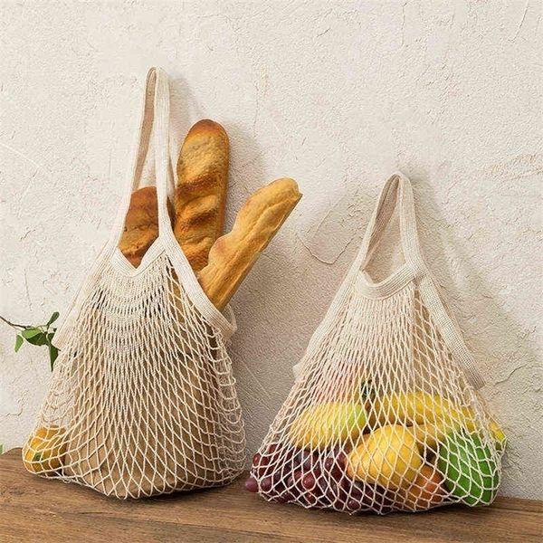 Borsa in cotone portatile di grande capacità Supermercato Shopping Frutta e verdura Borsa a rete Borsa a rete portatile all'ingrosso 10 pezzi CX2218