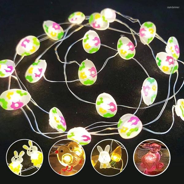 Saiten 20 LEDS Ostereier Lichterketten Cartoon Hühnerei mit Batteriekasten Partydekoration