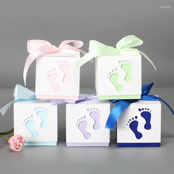 Confezione regalo 50 pezzi Baby Feet Candy Box Compleanno Prima Comunione Girl Boy Shower Bomboniere Dragee Battesimo Cake Packaging