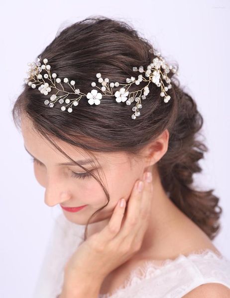 Kopfbedeckungen Silber Rose Gold Kristall Perlen Blume Prinzessin Krone Hochzeit Braut Stirnband Schöne elegante Dame Ornamente