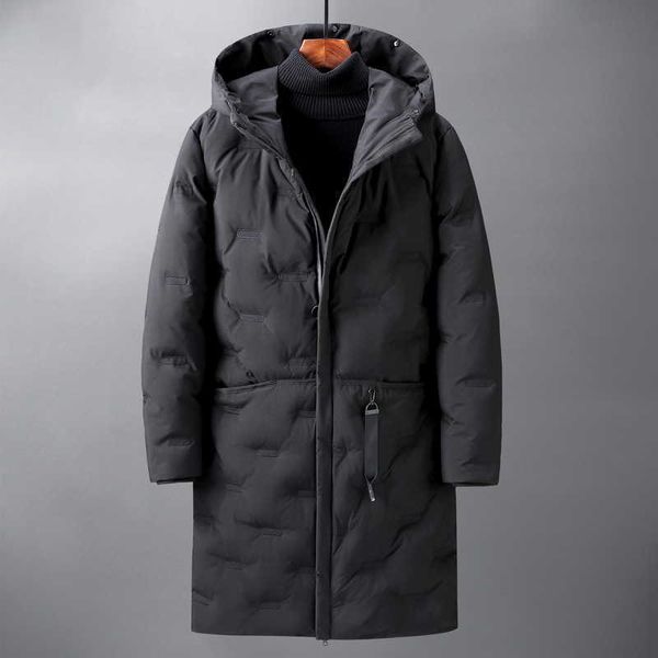 Men's Down Parkas Long Down Jacket Men de qualidade superior inverno grosso 2022 Novo chapéu destacado Parka parka à prova de vento à prova d'água Plus Tamanho S-4xl T221006