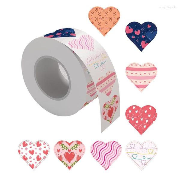 Geschenkverpackung 500pcs Love Heart Aufkleber 8 Designs Seal Labels für Valentinstag Dekoration DIY -Etikett Versiegelung Aufkleber Geburtstagsfeier