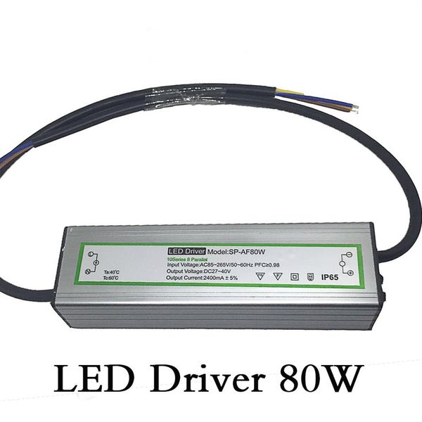 Driver LED 80W Trasformatori di illuminazione Tensione di ingresso impermeabile AC85-265V Uscita DC27-40V Corrente costante 2400ma Alimentatore LED A2866