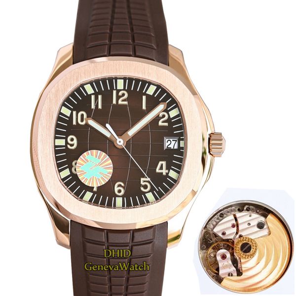 Orologi da uomo di lusso Orologi Cal.324 S C Movimento meccanico automatico Orologio Cassa in acciaio 904L in oro rosa Cinturino in caucciù marrone Vetro zaffiro 100M Impermeabile Montre de luxe