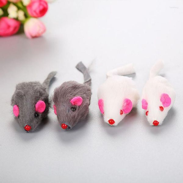 Giocattoli per gatti 12 pezzi BlackWhite Plush Mouse Short Hair Real Fur Pet Kitty Supplies