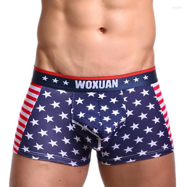 Mutande Uomo Boxer Biancheria intima sexy Cotone Gay Fashion Stripend Vita bassa Custodia per pene Pantaloni da notte Mutandine maschili Pantaloncini