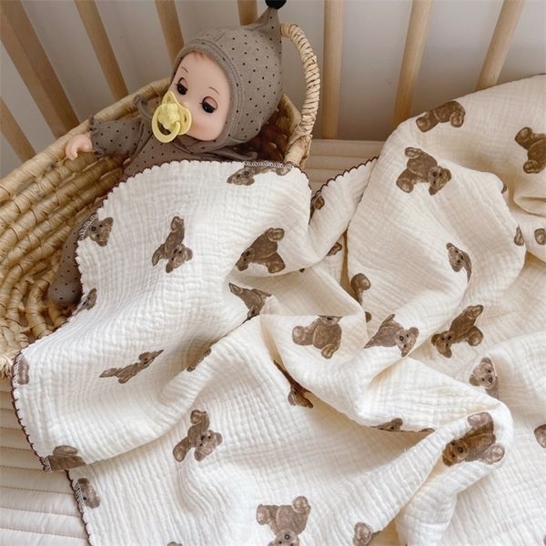 Bolote de urso cobertor macio cera de cera glutinosa nascida em quatro camadas de banheira toalha de banho bebê verão respirável macio toalha cx28