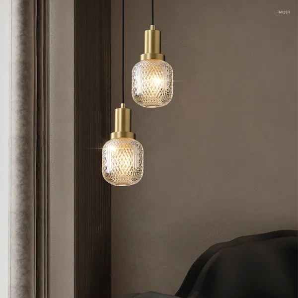 Lampade a sospensione Mobili per camera da letto Comodino Decorazioni per la camera Plafoniera per finestre Luci di sfondo Lampadari in vetro decorativo moderno di lusso