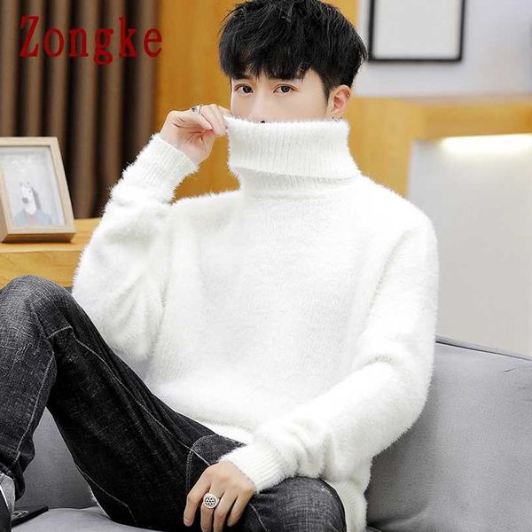 Maglioni da uomo Zongke bianco pullover dolcevita maglione da uomo moda maglione lavorato a maglia uomo abbigliamento M-2XL 2022 primavera nuovi arrivi T221019