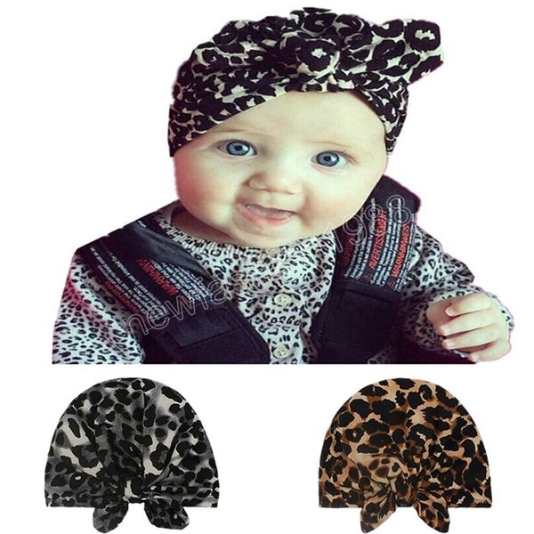 17x13 CM Vintage Leopardenmuster Baumwolle Haarschmuck Säuglingshüte Mode Hasenohren Babymützen Kinder Kopfbedeckungen Fotografie Requisiten