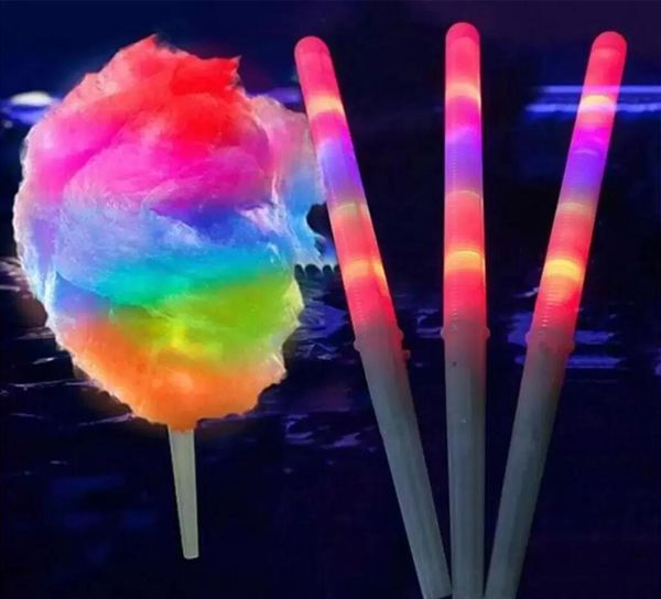 Coni di zucchero filato leggero per uso alimentare non usa e getta Bastoncini di marshmallow luminosi luminosi colorati Chiave lampeggiante Festa di Natale FY5031 0613 Migliore qualità