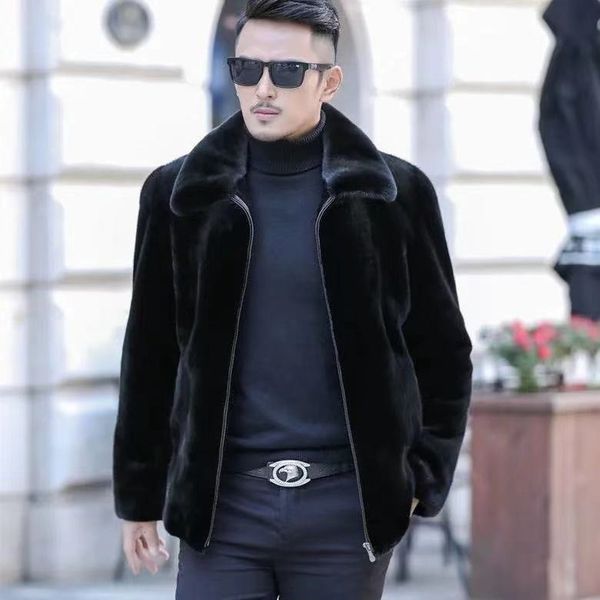 Jackets masculinos Autumn e Winter Faux Fur Coat Corean Fashion Slim Roupas marrom marrom fofo quente casual casual t￩rmico t￩rmico solto 221020