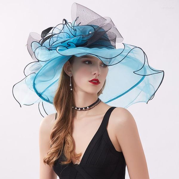 Capacete Chapete Chapeau Mariage femme Facinator Hats Blue Black for Women Elegant Bridal Acessories 2022
