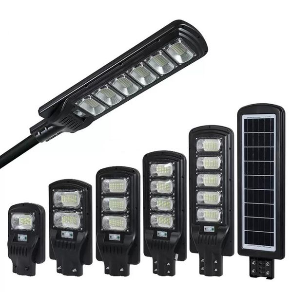 Integrazione Lampione stradale solare 50W 100W 200W Lampada da esterno impermeabile con telecomando Luce di inondazione diurna 6500K per giardino dal tramonto all'alba