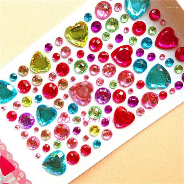 Embrulho de presente 1heet Glitter Heart Style Crystal Jewel Diamond Stick Diy 3D strassnes adesivos auto -adesivo