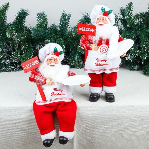 Decorações de Natal Ornamentos do Papai Noel Standing Standing Posture Chef Chef idosos Decoração da cena da boneca Merry Chrimas Gift 2022