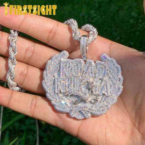 Ожерелья с подвесками Iced Out Bling CZ Letter Road Runna Ожерелье Кубический цирконий Двухцветный значок Шарм Мужская мода Хип-хоп Ювелирные изделия 221020