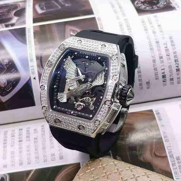 Роскошные мужские механические часы Наручные часы Man Tianxing Diamond Watch Мужские черные технологии Личность Полая винная бочка Большой циферблат F