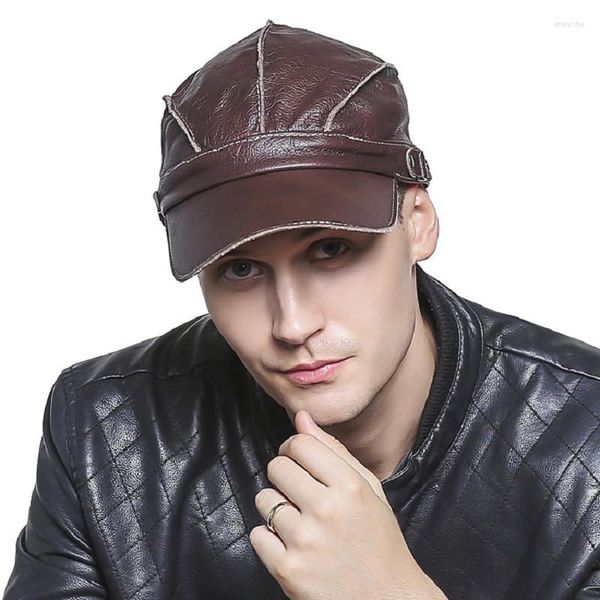 Visiere Cappello maschile Cappellini da uomo Moda Tempo libero Primavera Autunno Inverno Cappelli piatti stile sottile Pelle di pecora Uomo