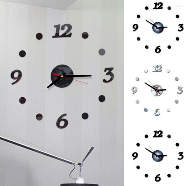 Настенные часы 3D Современные DIY Clock Living Room Home Cormoration Fashion Crystal Mirror Sticker