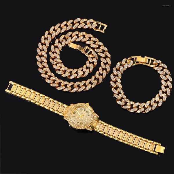 Чокер золотой серебряный цвет колье часы браслет женщины мужчины заморозили мощены