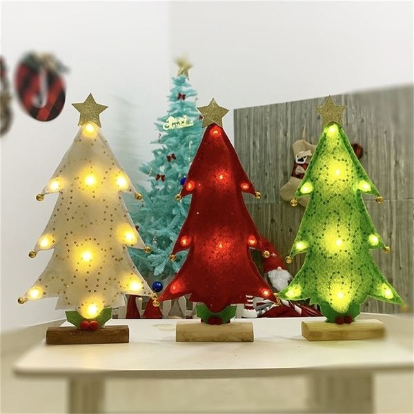 Decorazioni Natalizie LED Mini Albero 32CM Luce Calda Luci Colorate Ciondolo Piccolo Per La Casa 220912