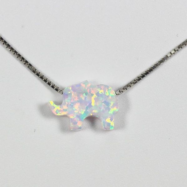 Colares de pendentes JZP0027 White Lovely 925 Sterling Silver Opal Elephant Gift Summer Tamanho 8 11mm