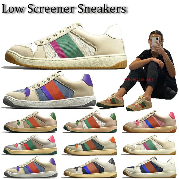 Designer Scarpe Casual Burro Pelle Beige Ebano Originale Tela Donna Uomo Sneakers Classico Rosa Verde Arancione Web Effetto Vintage Scarpe Da Ginnastica Con Tacco Basso Made In Italy