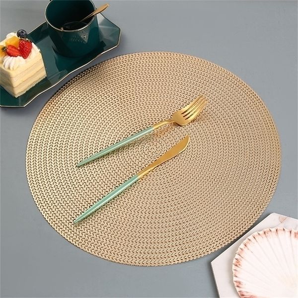 6 4PCS Tovagliette rotonde Ristorante Tavolo da pranzo Spiga di grano Modello Decorazione Mat Hollow PVC Pasto Tovaglietta Steak Plate Pad 220627